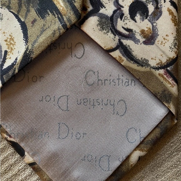 Christian Dior Floral Patterned Tie - Brown and Cream EUC!! - Picture 3 of 6